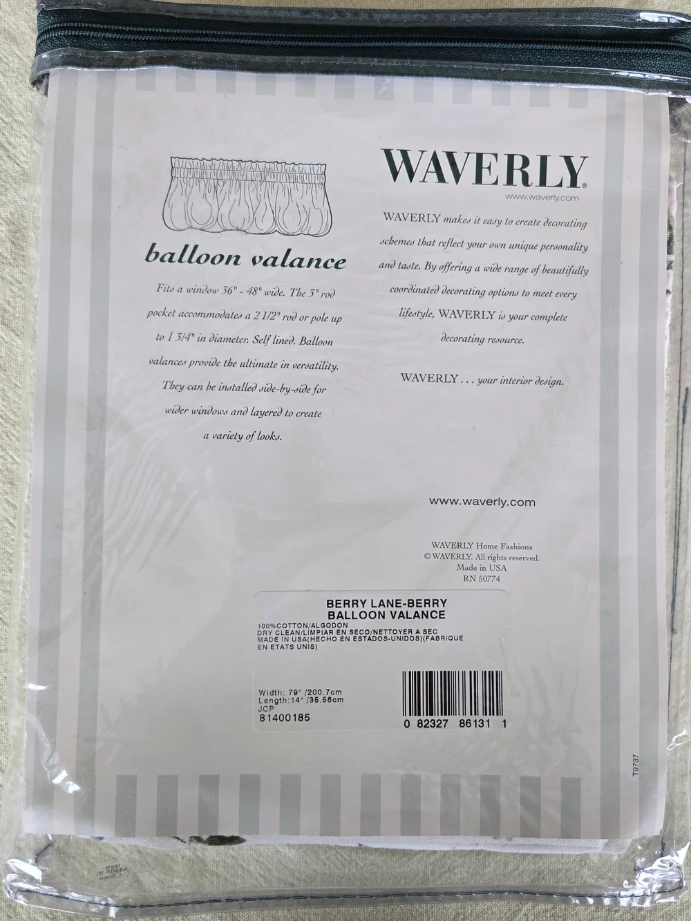 Waverly Berry Lane Blouson Balloon Valance in White with Multi Berry Print